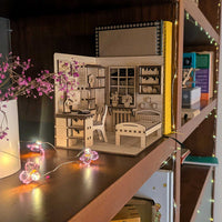 Dollhouse Bedroom Book Nook - Miniature Diorama with Furniture - Glowforge