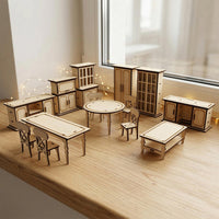 Dollhouse Furniture Set 1:12 – Miniature Table, Chairs & Cabinets Collection - Glowforge