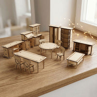 Dollhouse Furniture Set 1:12 – Miniature Table, Chairs & Cabinets Collection - Glowforge