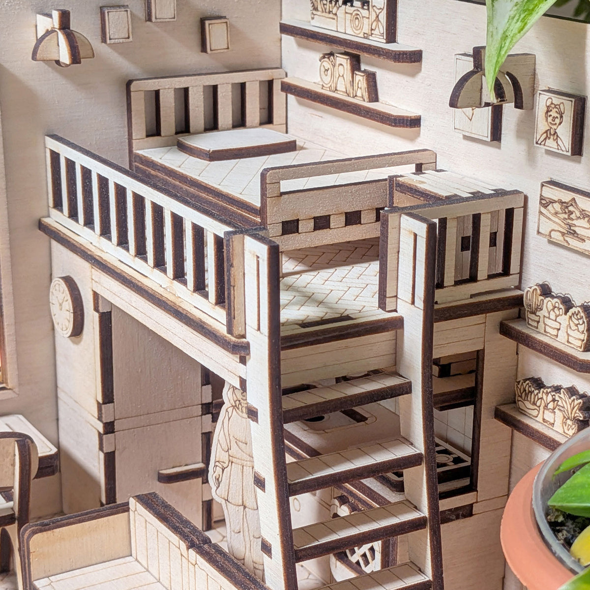 Dollhouse Room Book Nook - DIY Miniature Diorama for Bookshelf Display - Glowforge