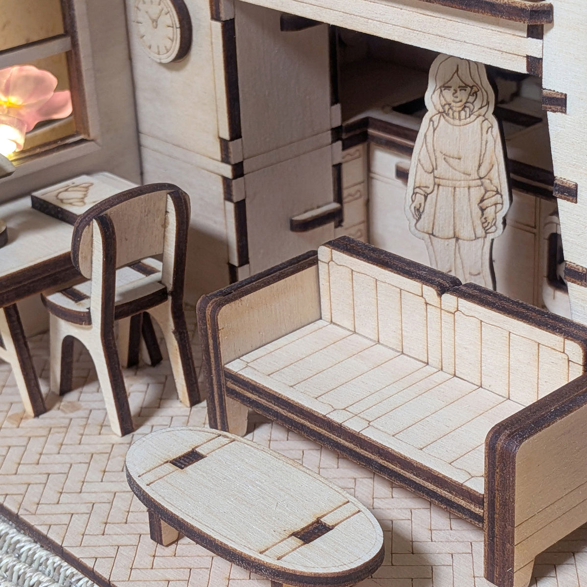 Dollhouse Room Book Nook - DIY Miniature Diorama for Bookshelf Display - Glowforge