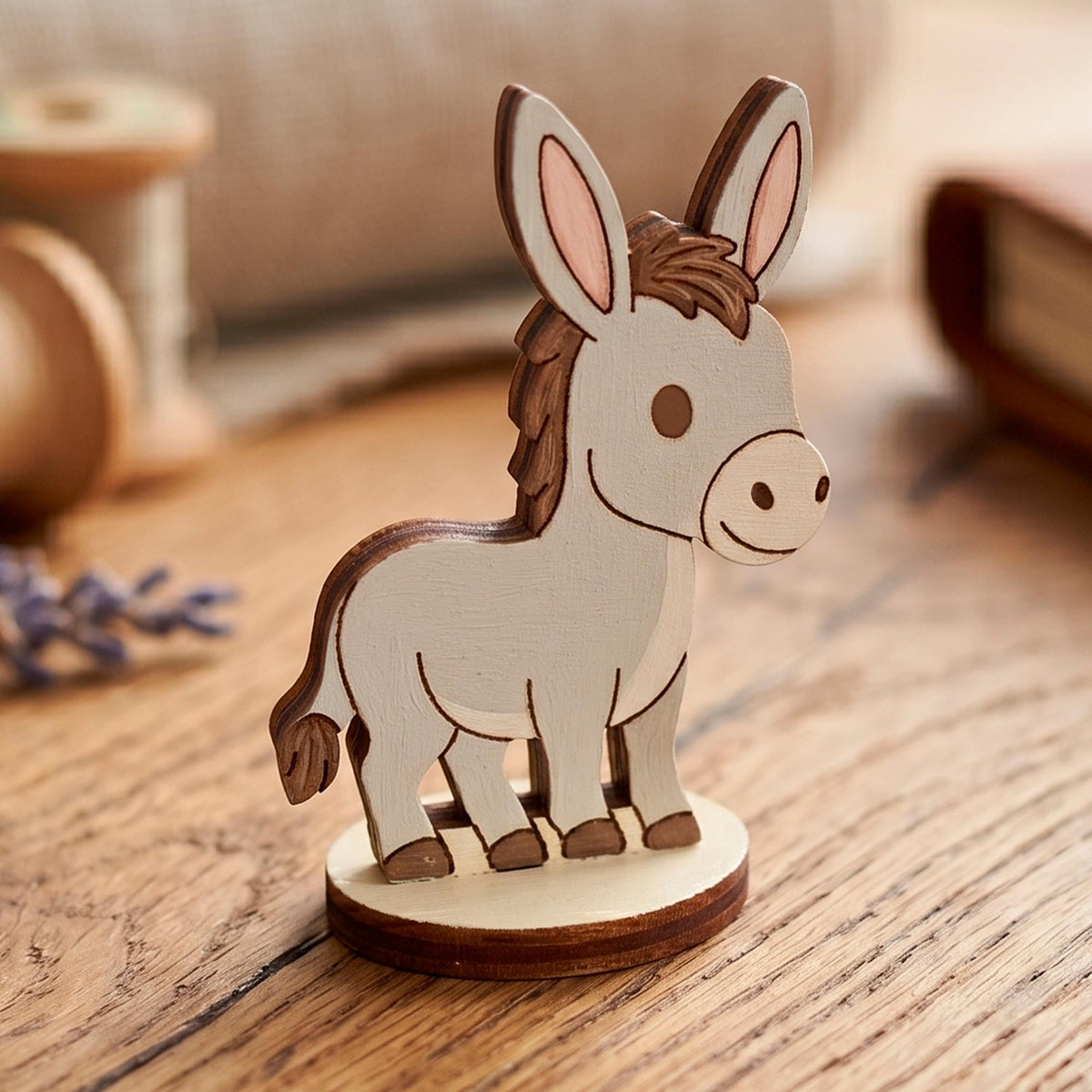 Donkey Dollhouse Farm Animal Toy - Wooden Figure for Play & Painting - Glowforge