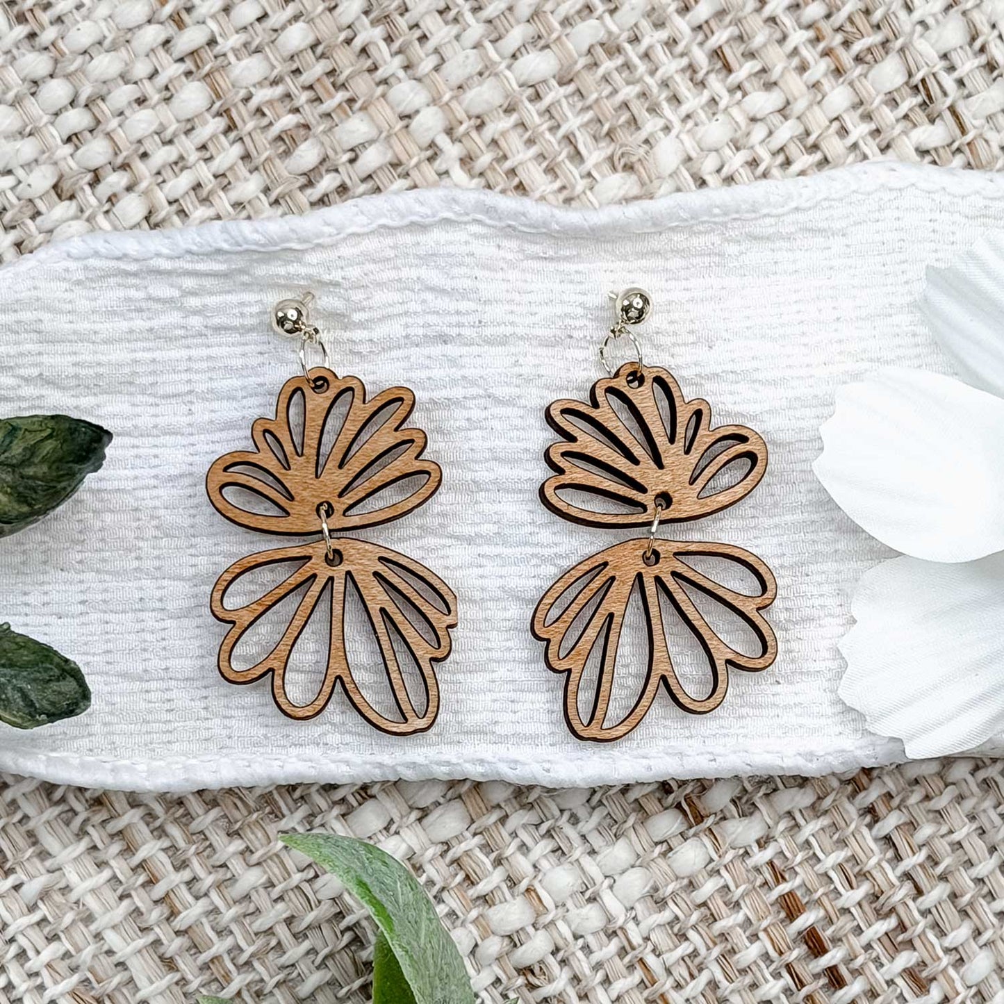 Double Flower Dangle Earrings Set - Glowforge