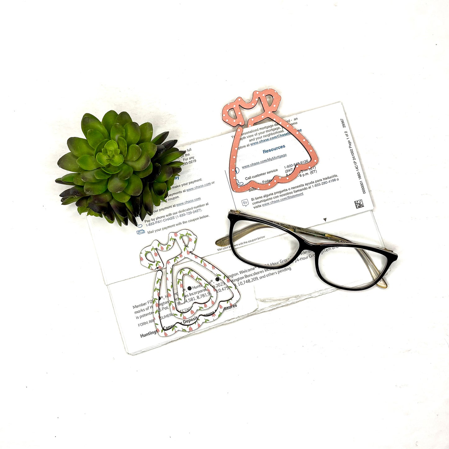 Dress Shaped Bookmark with Card Backer - Paperclip - Snack Bag Closure - Glowforge