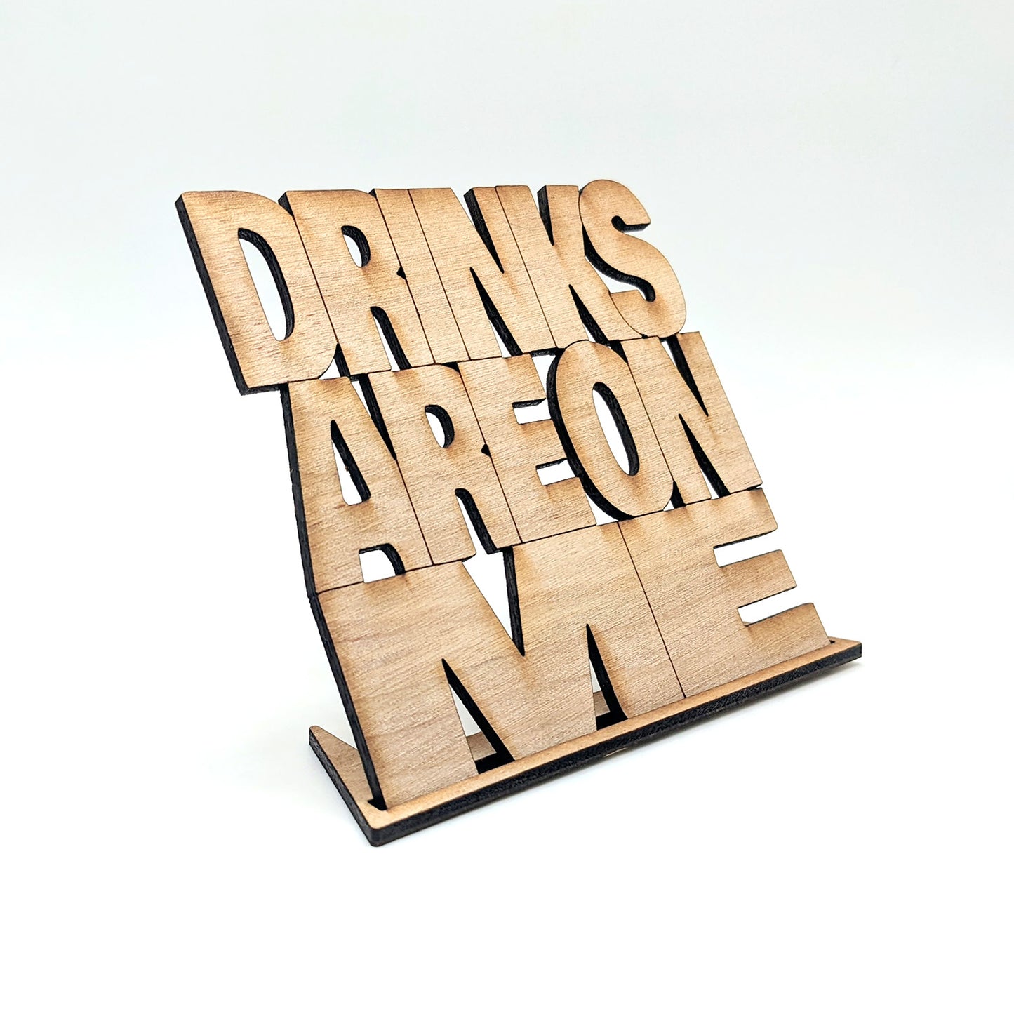 Drinks Are On Me Coaster with Display Stand - Glowforge