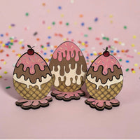 Drippy Ice Cream Cone Easter Eggs Shelf Sitters (Set of 3) - Glowforge