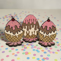 Drippy Ice Cream Cone Easter Eggs Shelf Sitters (Set of 3) - Glowforge