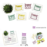 Drum Shaped Bookmark with Card Backer - Paperclip - Snack Bag Closure - Glowforge