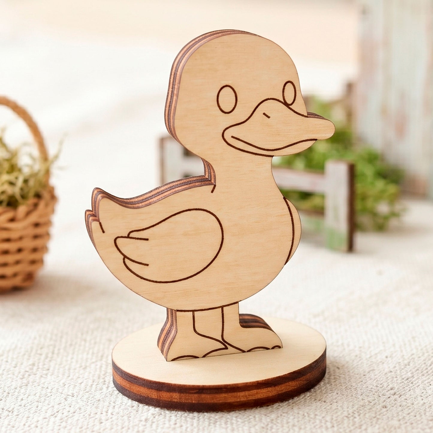 Duck Dollhouse Farm Animal Toy - Wooden Figure for Play, Learning & Painting - Glowforge