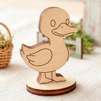 Duck Dollhouse Farm Animal Toy - Wooden Figure for Play, Learning & Painting - Glowforge