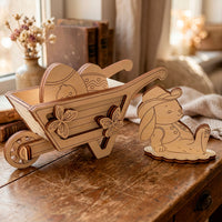 Easter Bunny with Egg Wheelbarrow - Festive Spring Decoration - Glowforge