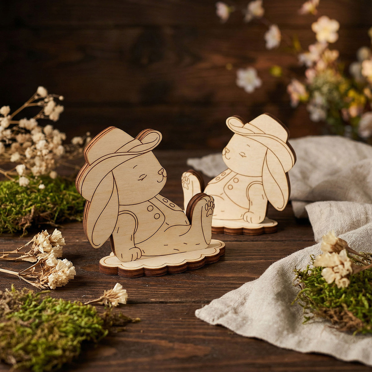 Easter Bunny with Egg Wheelbarrow - Festive Spring Decoration - Glowforge