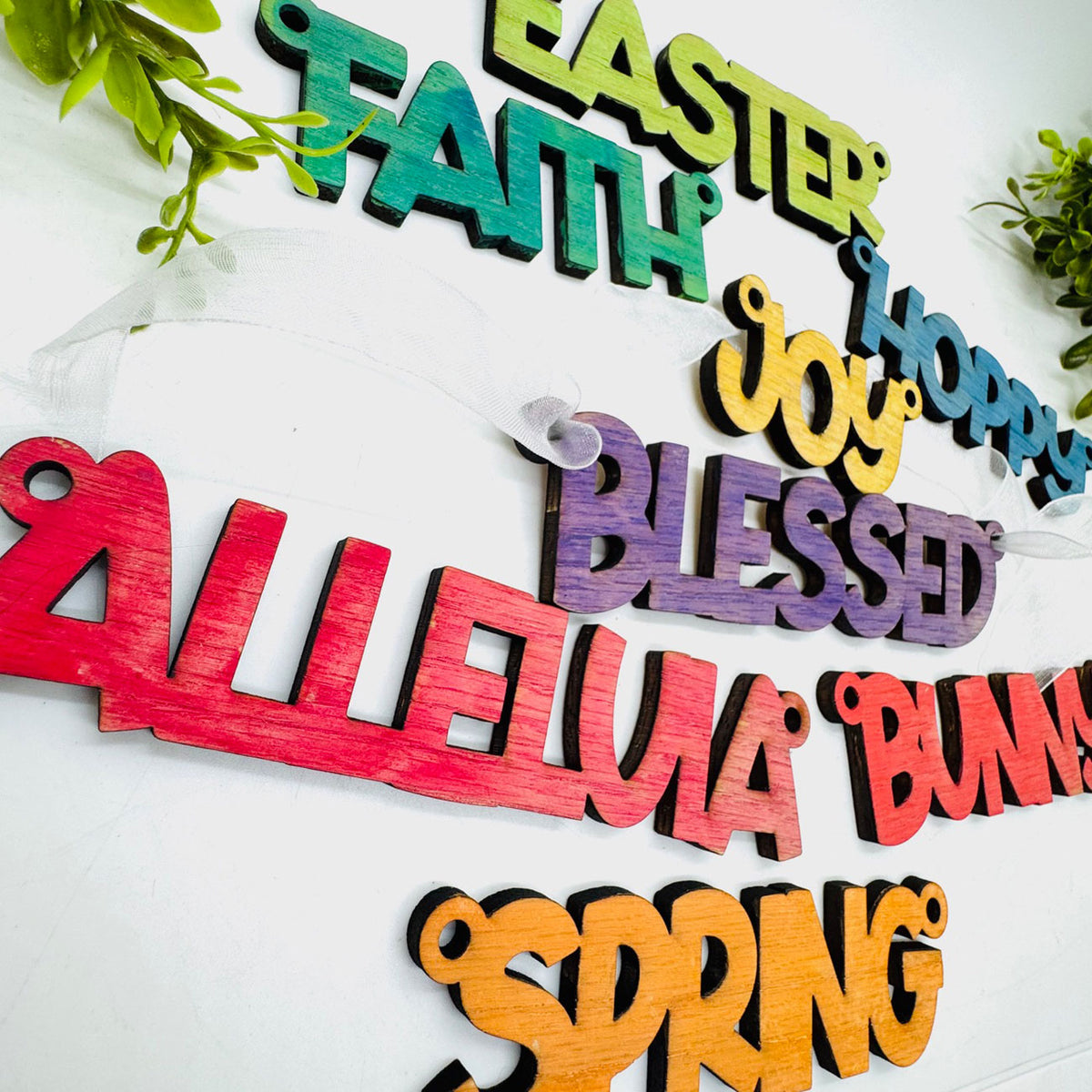 Easter Word Garland - Spring Banner (Set of 8) - Glowforge