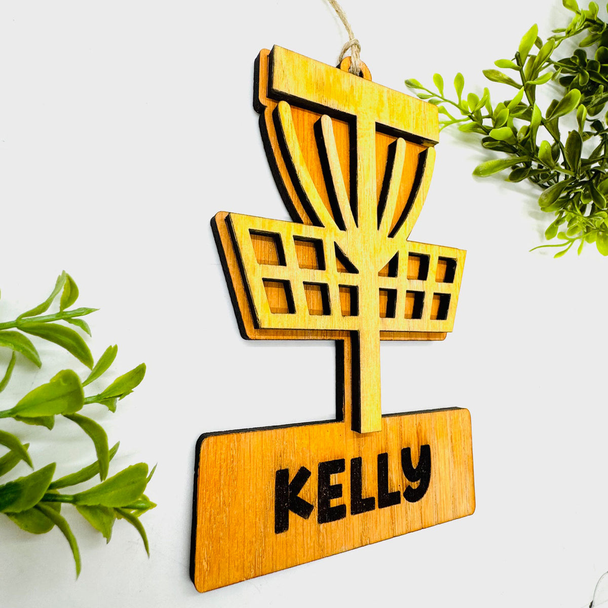 Editable Disc Golf Car Charm Ornament Personalized Basket Tag - Glowforge