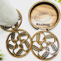 Editable Football Coaster Table Protector (Set of 3) with Expanding Holder - Glowforge