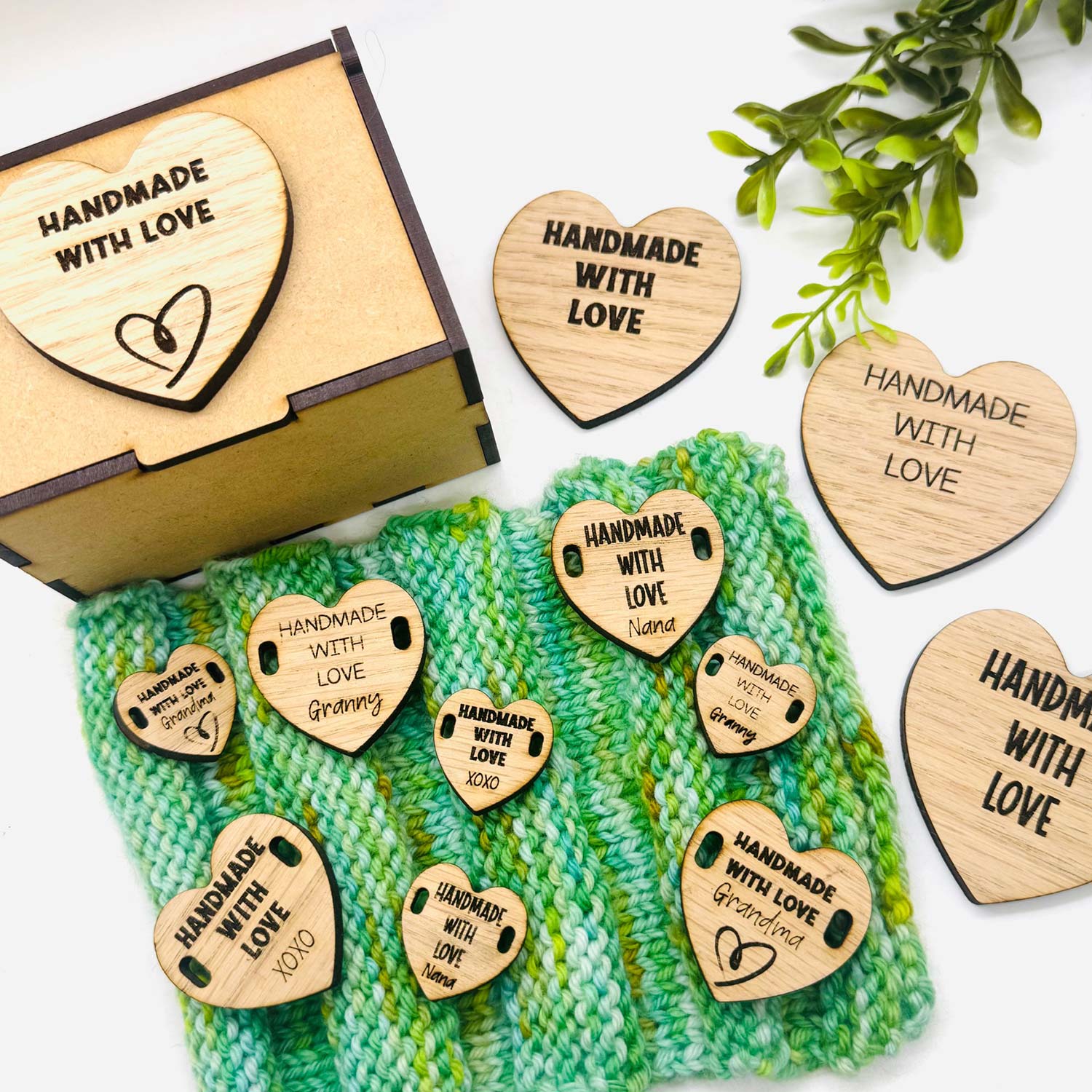 Editable Heart Shaped Handmade With Love Sewing Tags + Gift Box (Multi ...
