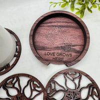 Editable Rose Coaster Table Protector (Set of 3) with Expanding Holder - Glowforge