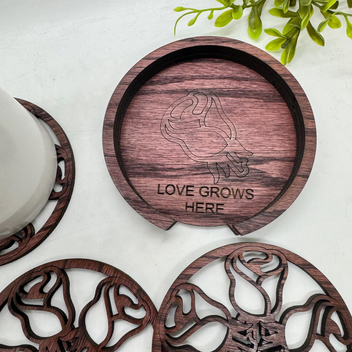 Editable Basketball Coaster Table Protector (Set of 3)  with Expanding Holder - Glowforge