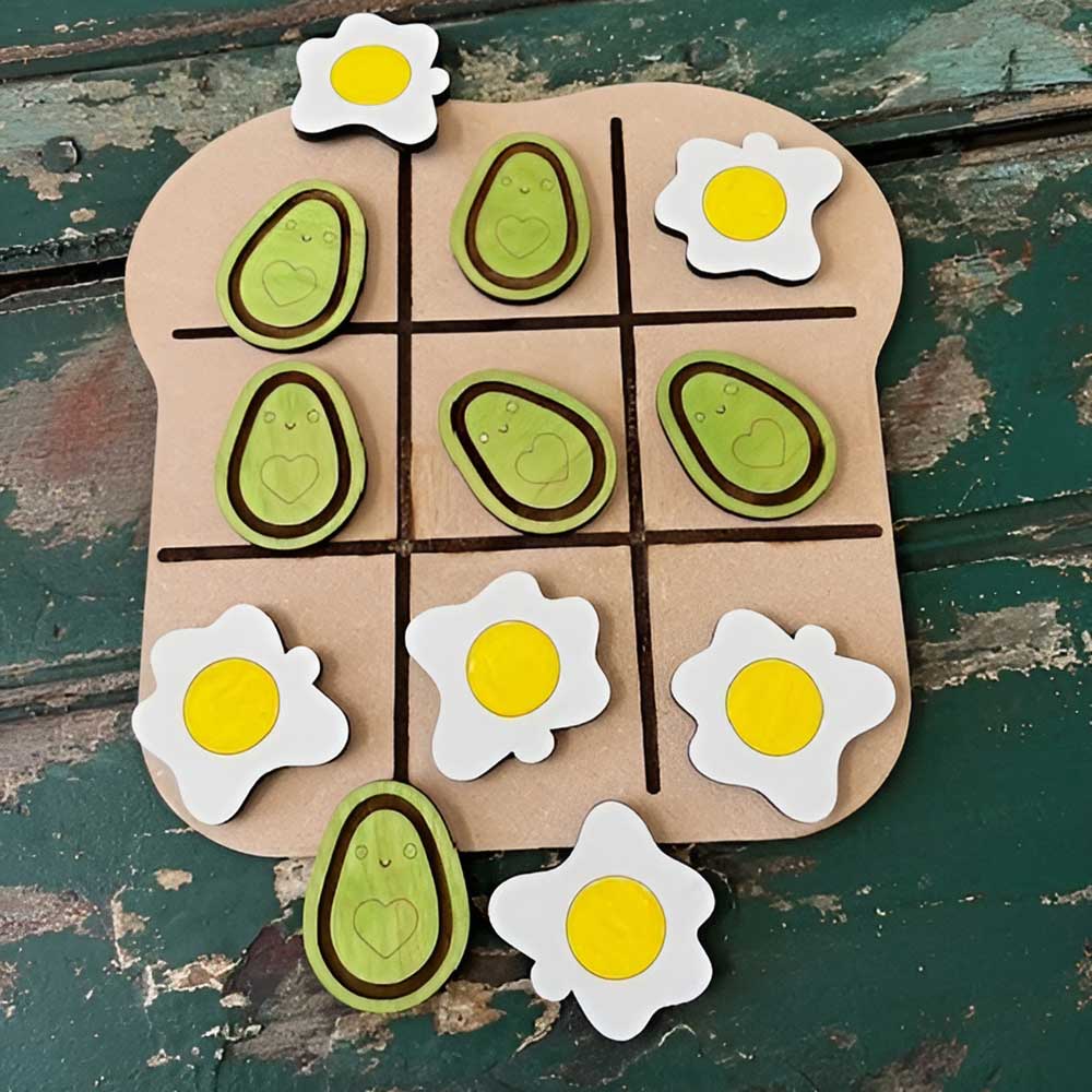 Egg and Avocado Toast Tic Tac Toe Set - Glowforge