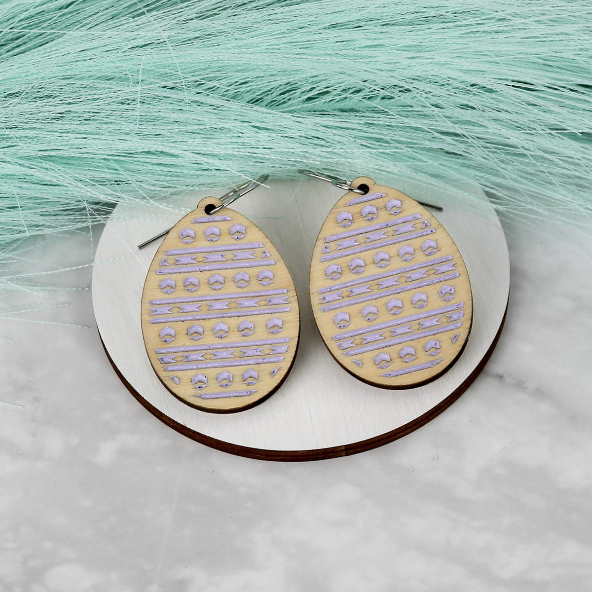 Egg Earrings with Aztec-Inspired Engrave - Easter Earrings - Glowforge