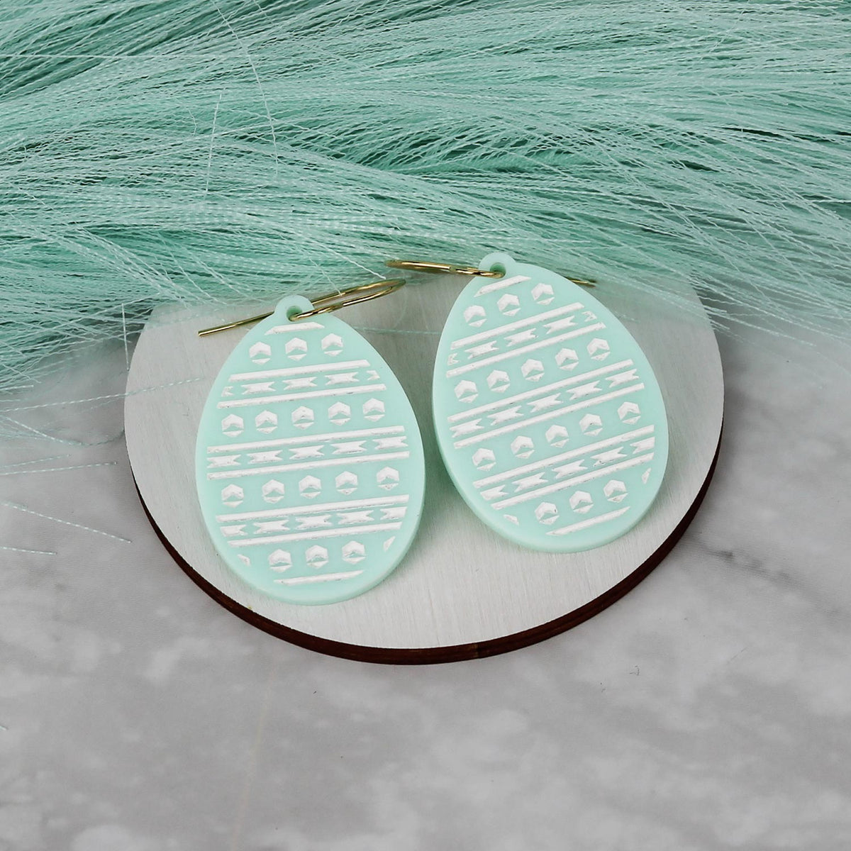 Egg Earrings with Aztec-Inspired Engrave - Easter Earrings - Glowforge