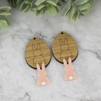 Egg Earrings with Bunny Back Silhouette - Easter Earrings - Glowforge