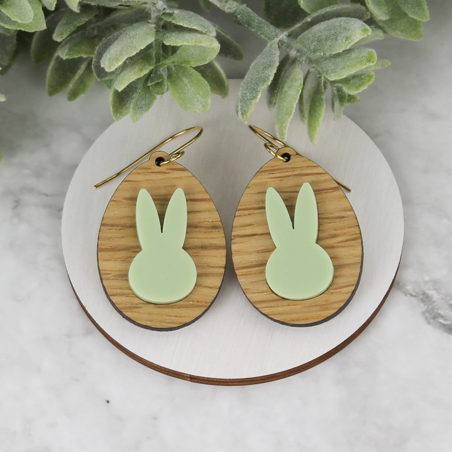 Egg Earrings with Bunny Head Silhouette - Easter Earrings - Glowforge
