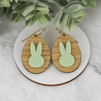 Egg Earrings with Bunny Head Silhouette - Easter Earrings - Glowforge