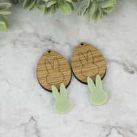 Egg Earrings with Bunny Head Silhouette - Easter Earrings - Glowforge