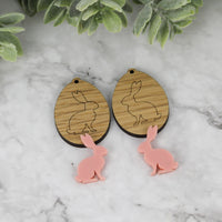 Egg Earrings with Bunny Side Silhouette - Easter Earrings