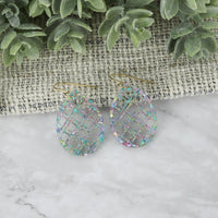 Egg Earrings with Diagonal Lattice - Easter Earrings - Glowforge