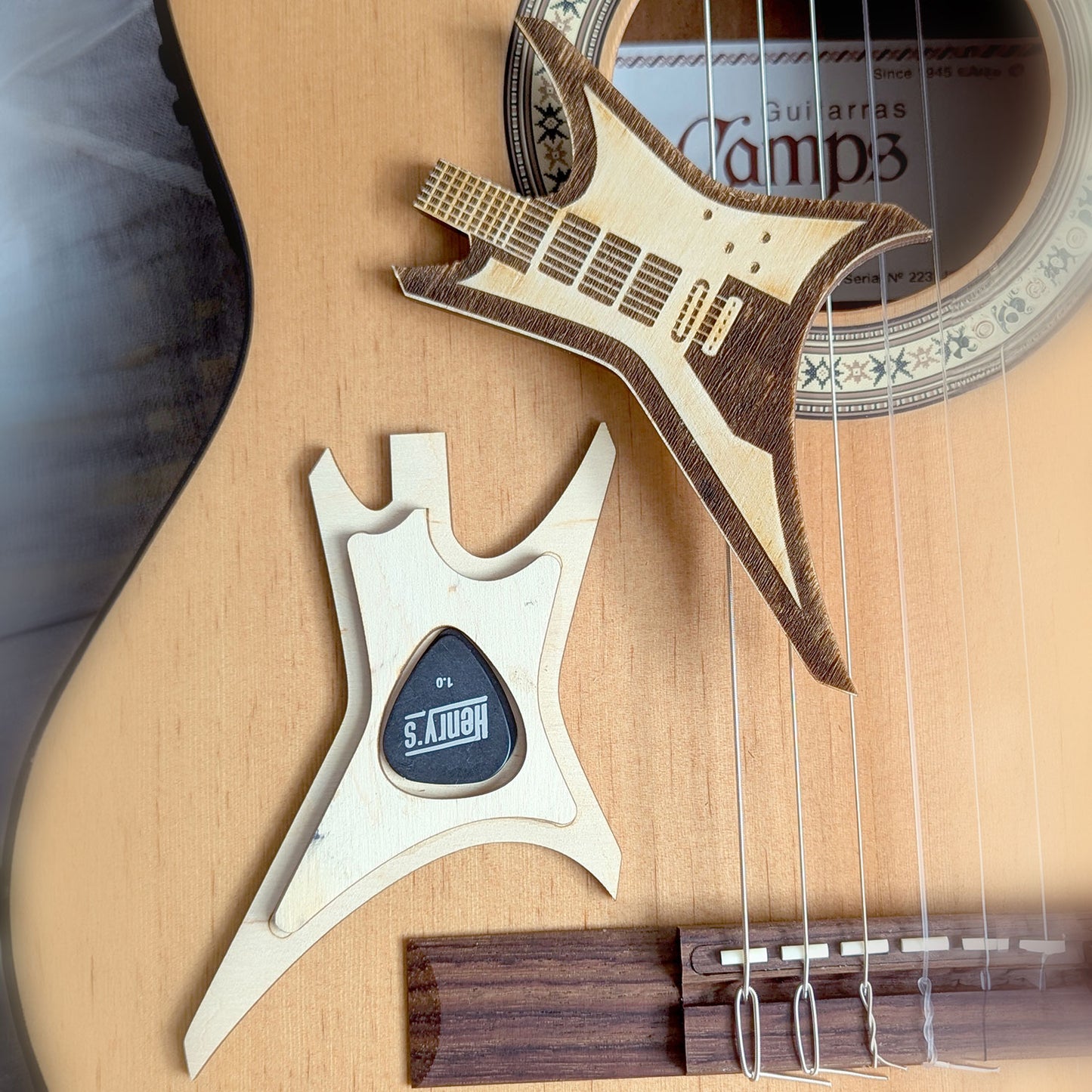 Electric Guitar Pick Holder - Guitar Shape for Storing Plectrums - Glowforge