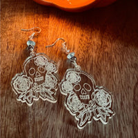 Elegant Floral Skull Earrings - Glowforge