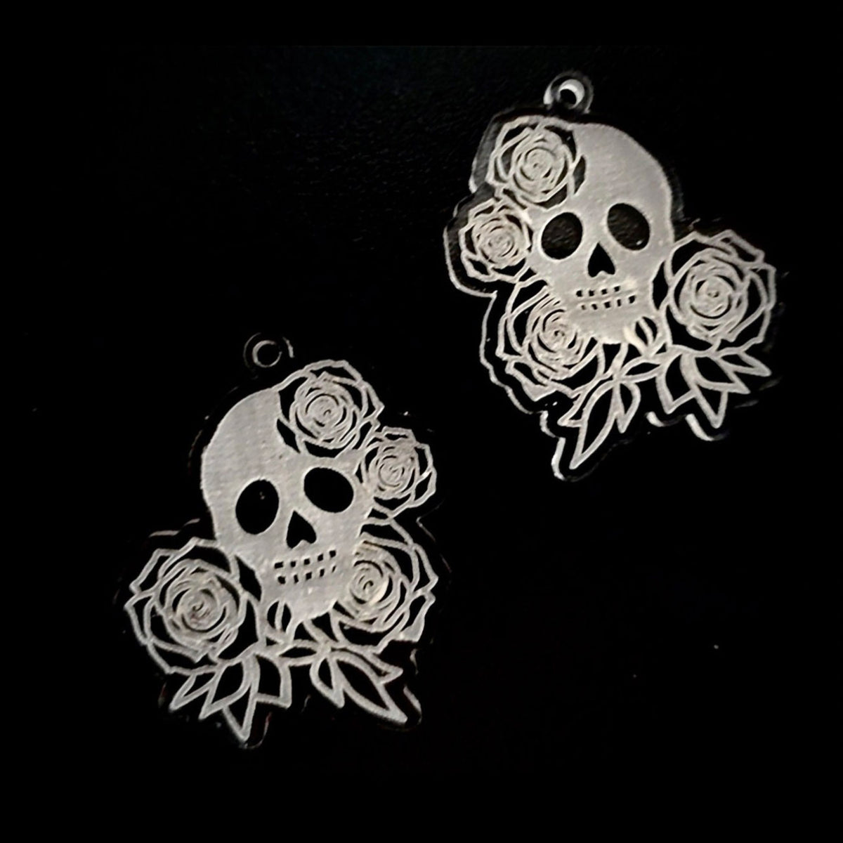 Elegant Floral Skull Earrings - Glowforge