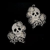 Elegant Floral Skull Earrings - Glowforge