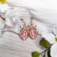 Elegant Peony Floral Teardrop Earrings - Glowforge