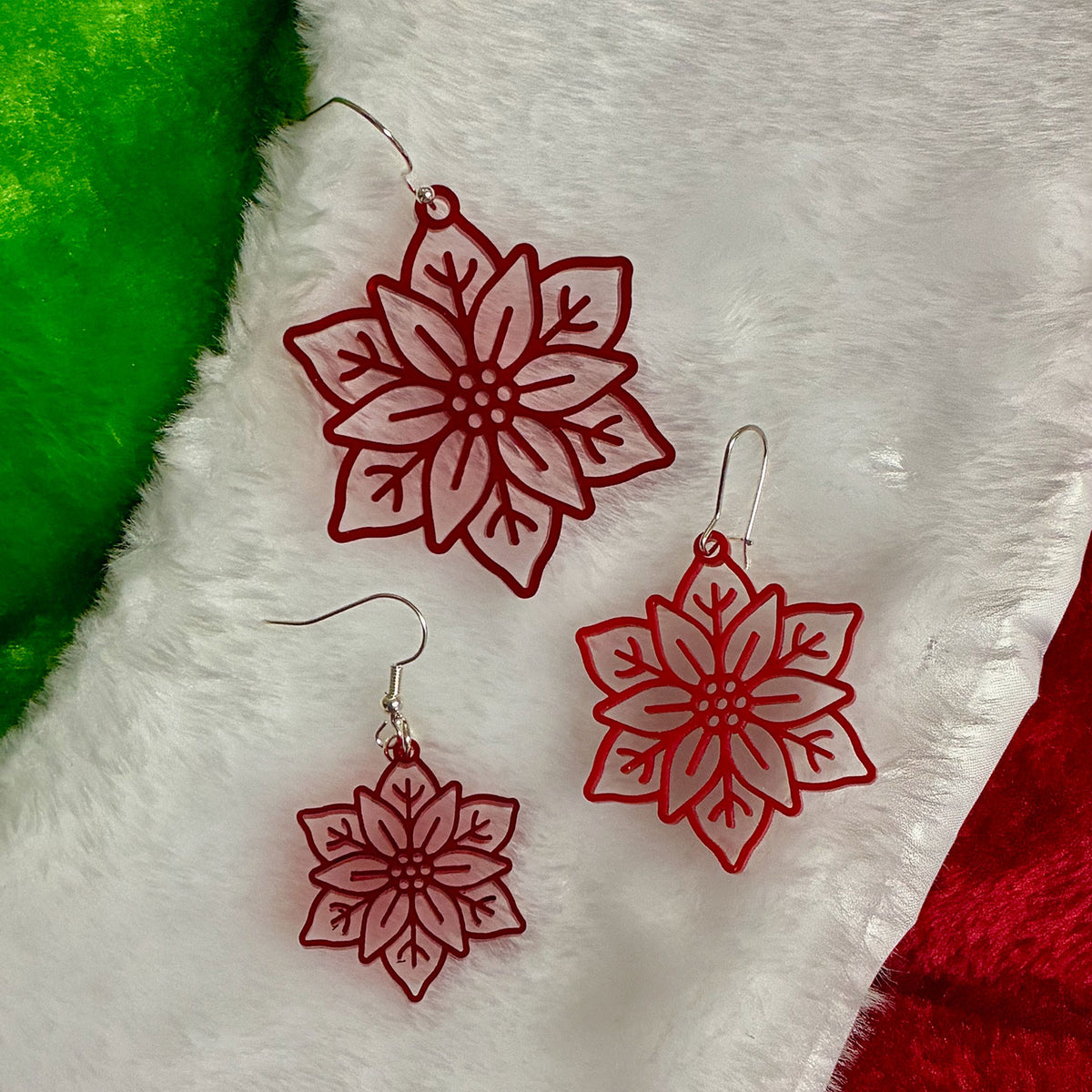 Elegant Poinsettia Christmas Earrings (Set of 3 Sizes) - Glowforge