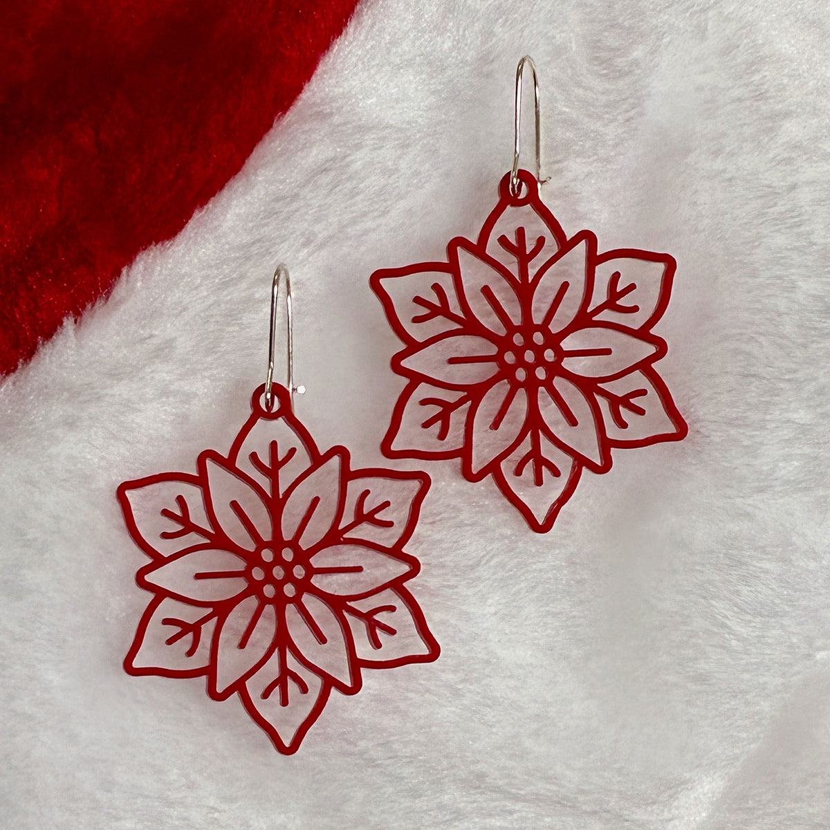 Elegant Poinsettia Christmas Earrings (Set of 3 Sizes) - Glowforge