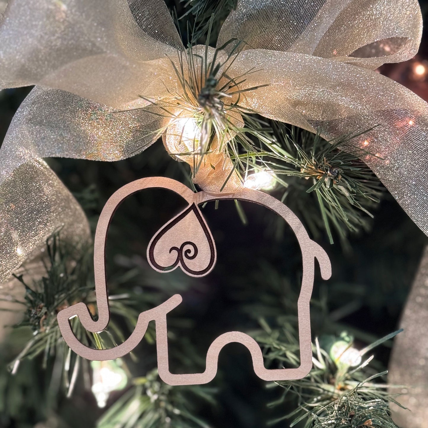 Elephant with Heart Tag or Ornament - Glowforge