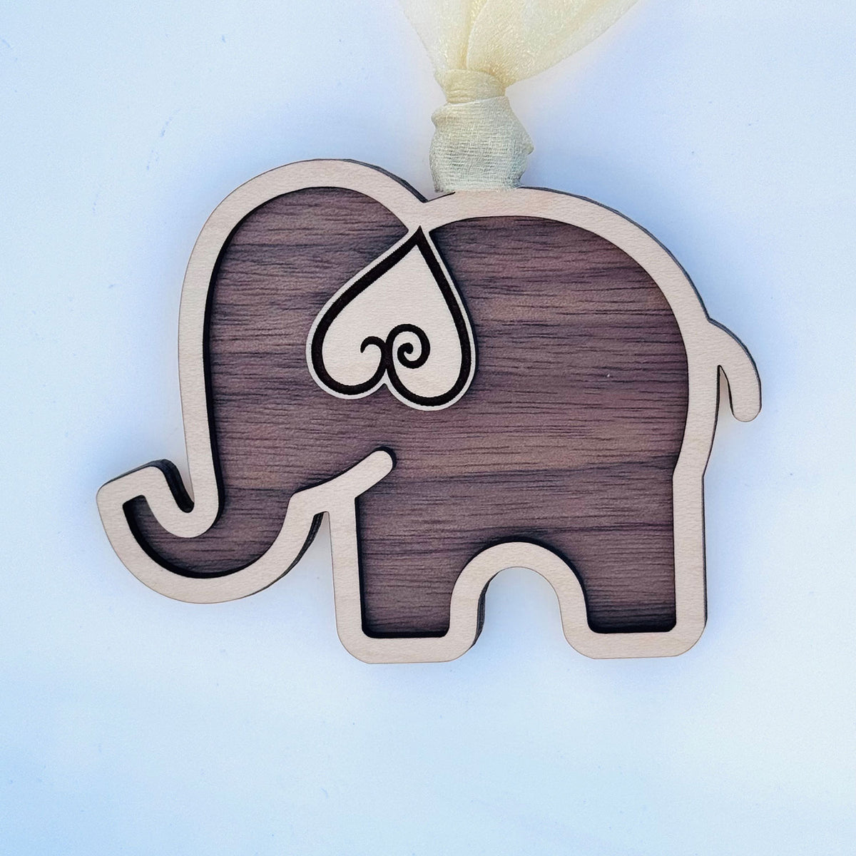 Elephant with Heart Tag or Ornament - Glowforge