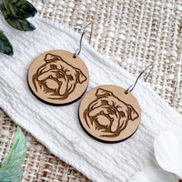 English Bulldog Engraved Disc Earrings - Glowforge