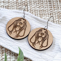 Engraved Basset Hound Circle Dangle Earrings Set - Glowforge