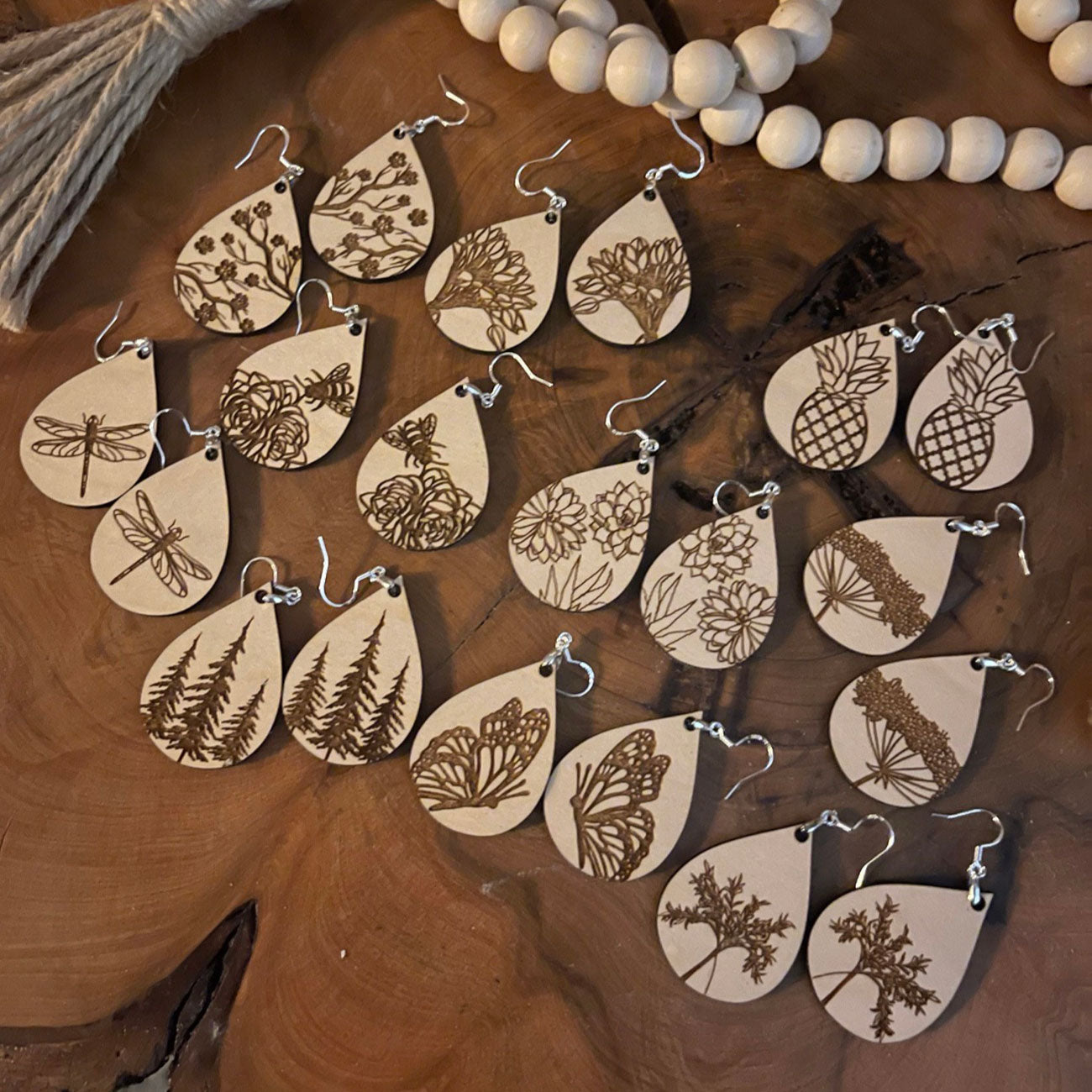 Engraved Teardrop Earrings (Set of 10) - Glowforge
