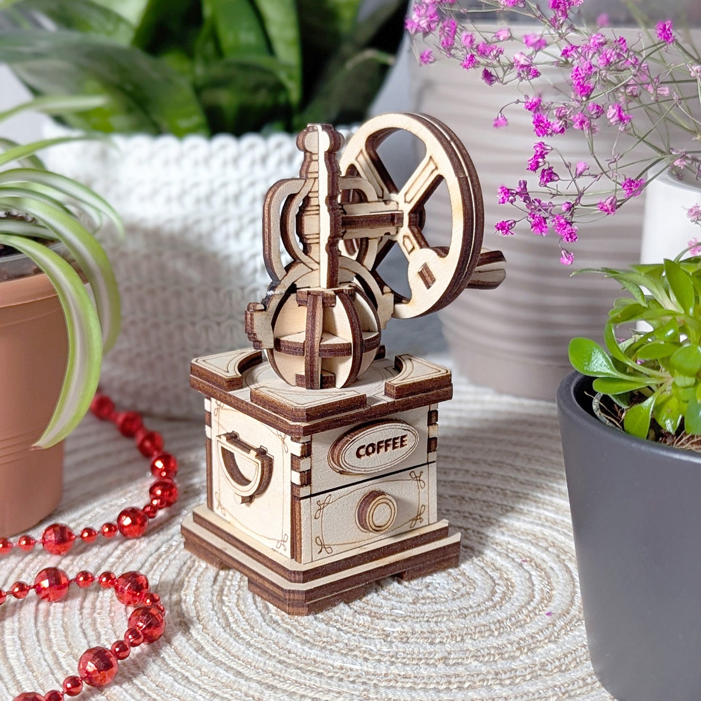 house plant grinder Extra Small Miniature Vintage Coffee Grinder with Pull-Out Drawer for – Glowforge Shop