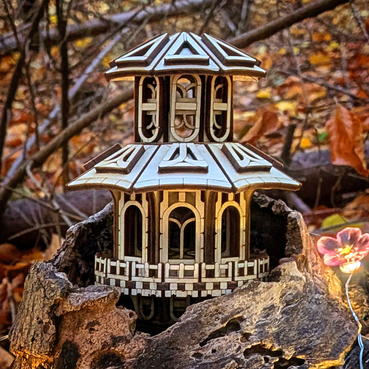 Faelight House - Tiny Fantasy Building with Optional Flower Pot Stake - Glowforge
