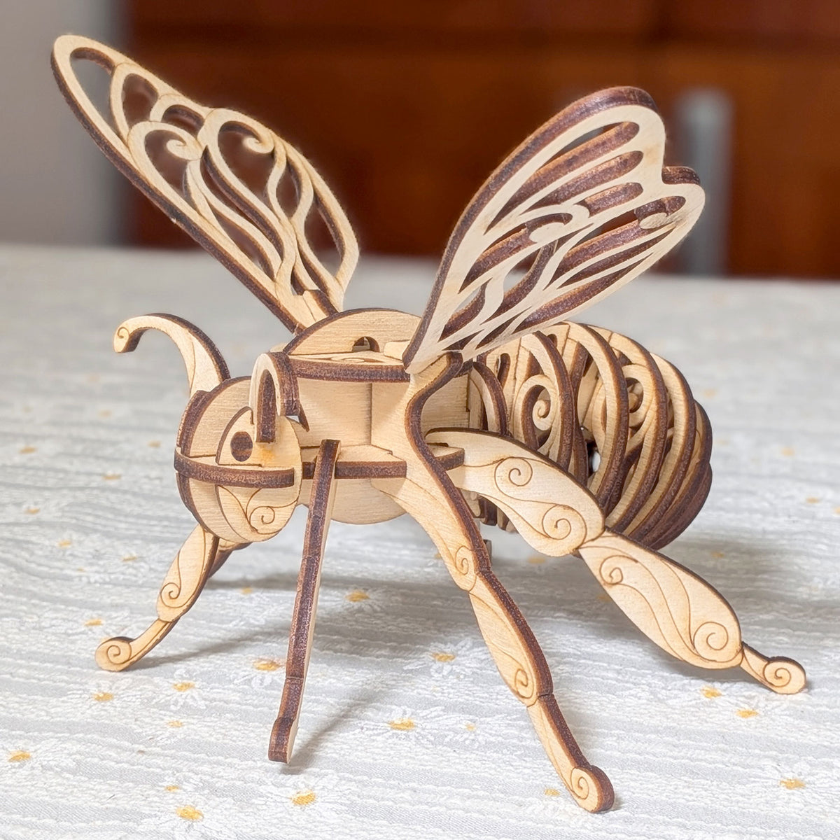 Fairy Bee Ornament - Hanging Decoration with Patterned Wings - Glowforge