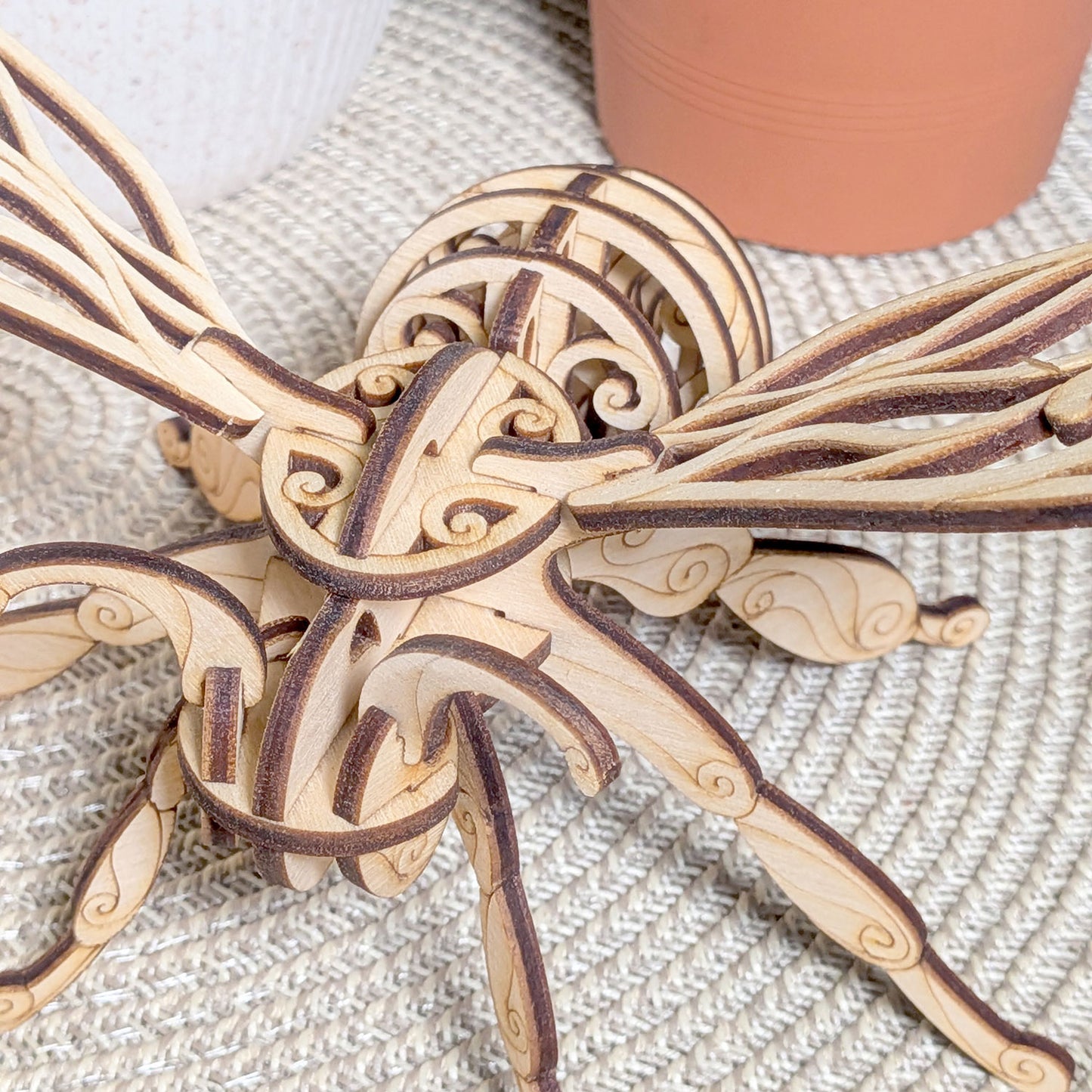 Fairy Bee Ornament - Hanging Decoration with Patterned Wings - Glowforge