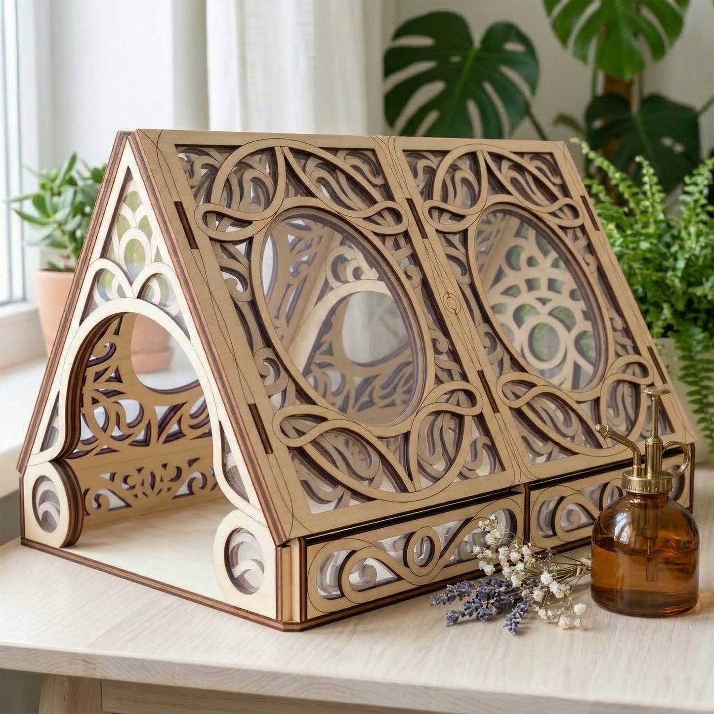 Fairy Greenhouse with Acrylic Parts - Box Storage and Book Holder - Glowforge