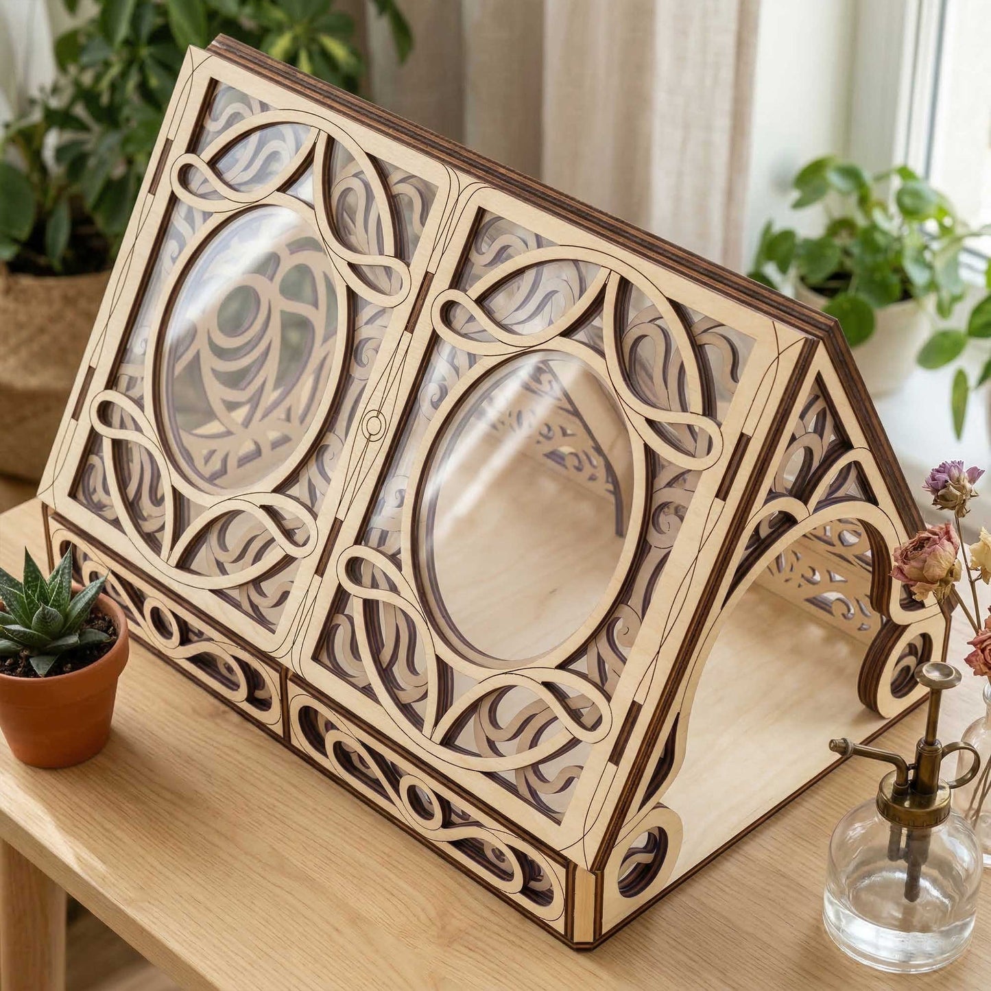Fairy Greenhouse with Acrylic Parts - Box Storage and Book Holder - Glowforge