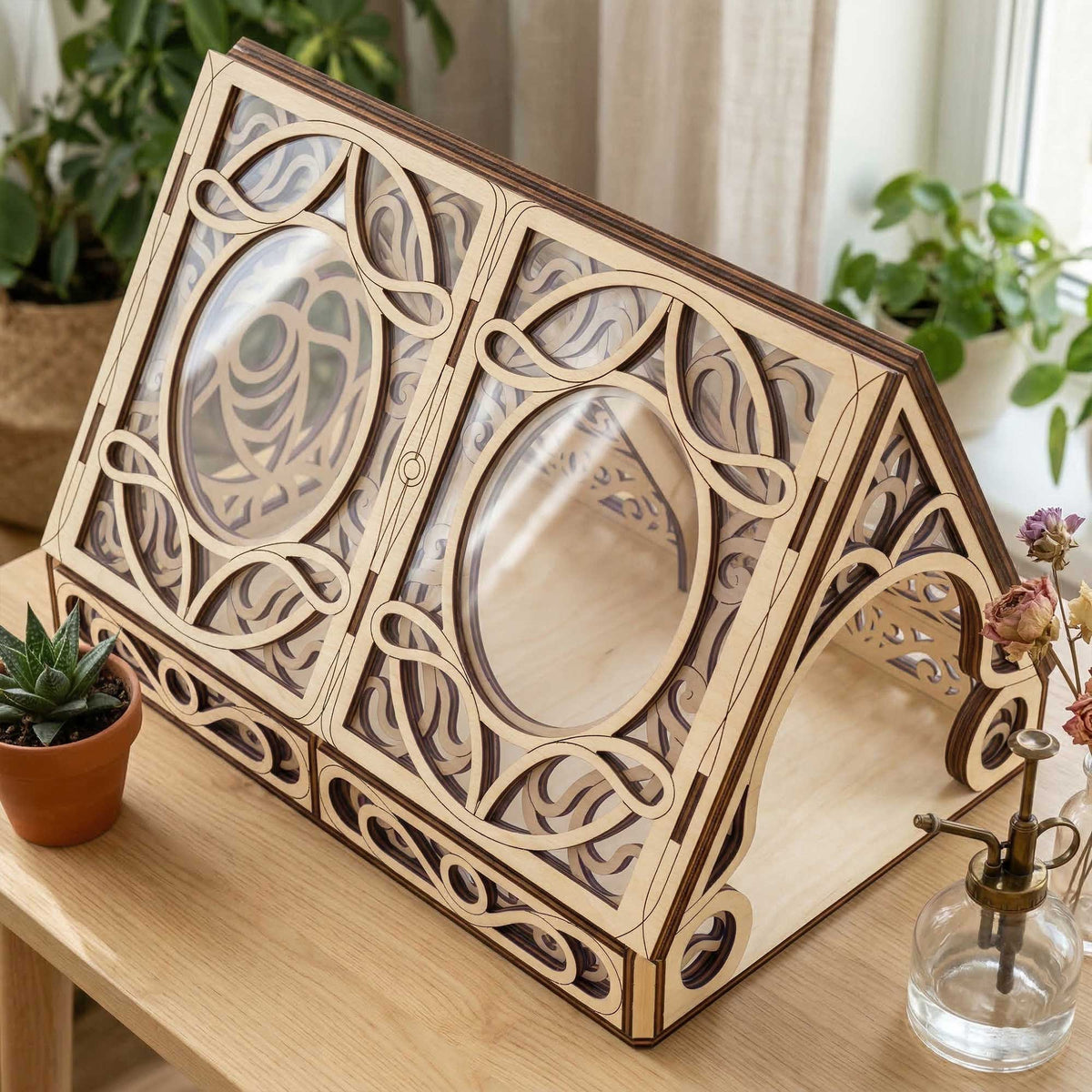 Fairy Greenhouse with Acrylic Parts - Box Storage and Book Holder - Glowforge